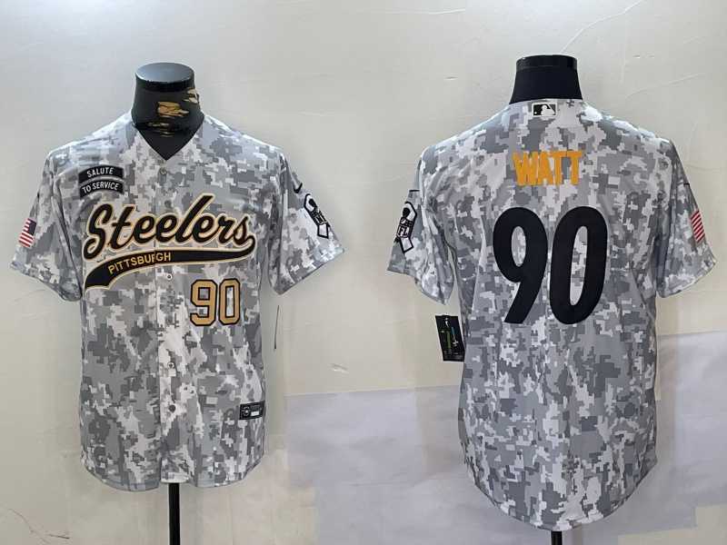 Men%27s Pittsburgh Steelers #90 T.J. Watt 2024 Arctic Camo Salute To Service Stitched Baseball Jerseys->pittsburgh steelers->NFL Jersey